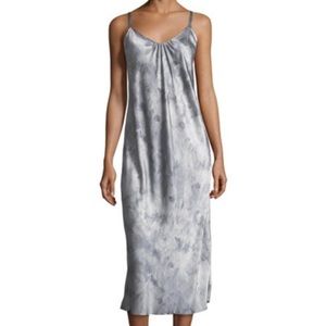 Vince watercolor marble silk slip midi dress